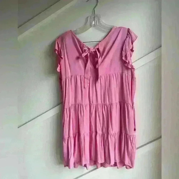 Shinestar Ruffle Mini Pink Short Babydoll Dress size L - Picture 8 of 9